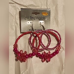 NWT pink beaded earrings